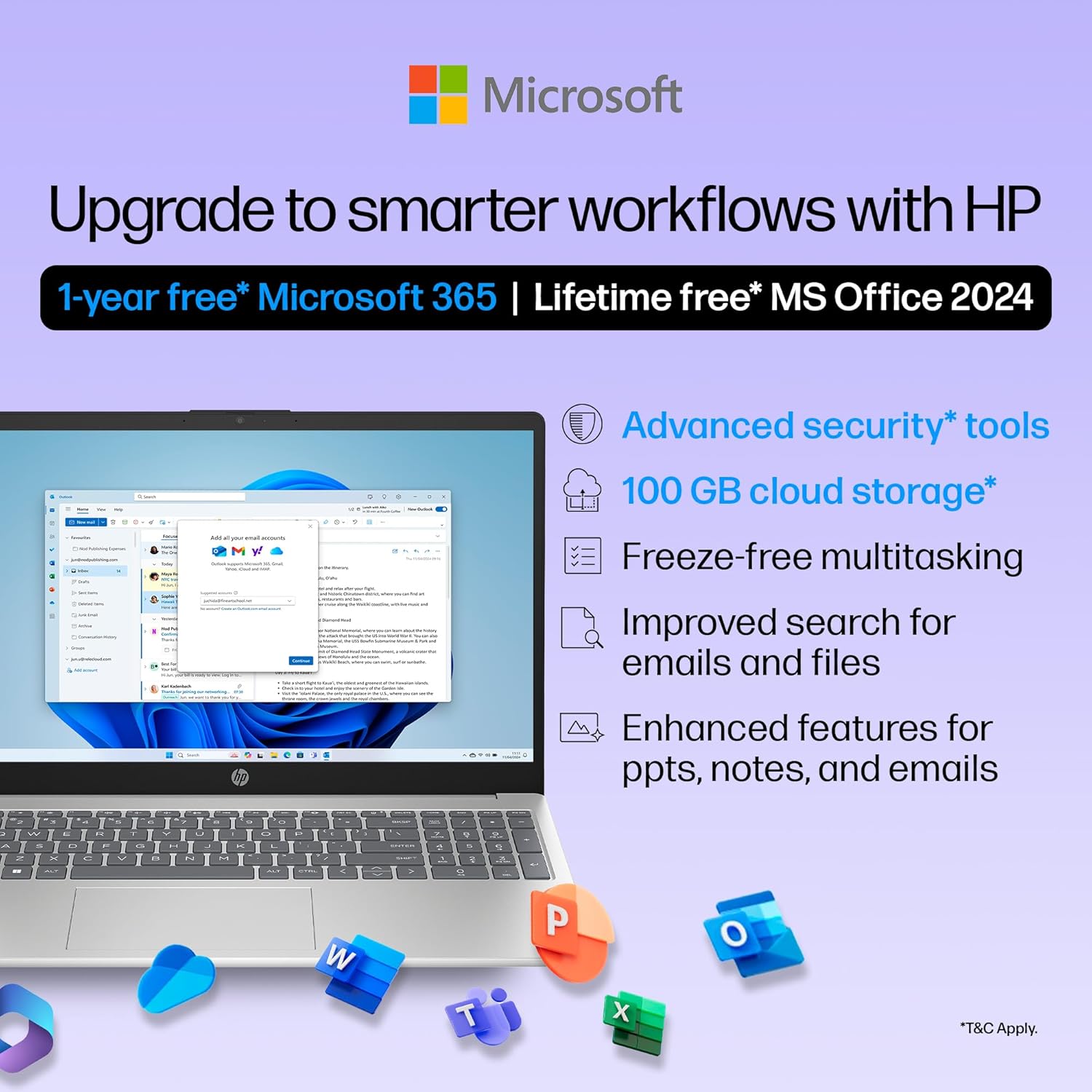 HP 15, 13th Gen Intel Core i3-1315U (12GB DDR4, 512GB SSD) FHD, Anti-Glare, Micro-Edge, 15.6''/39.6cm, Win11, M365 Basic(1yr)* Office24, Silver, 1.59kg, fd0573TU, FHD Camera w/Shutter Laptop - Image 5