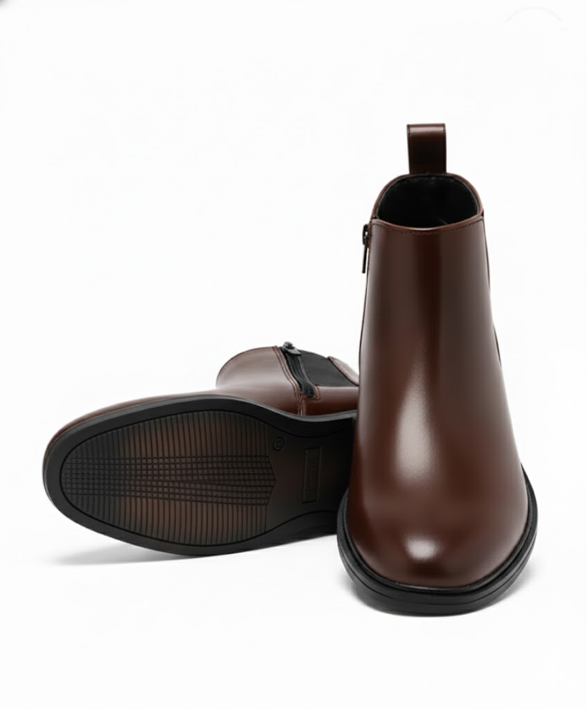 Latest Trendy Men’s Brown Chelsea Boots | Premium Faux Leather Ankle Boots | Comfortable Slip-On Footwear for Men's & Boys Size 6