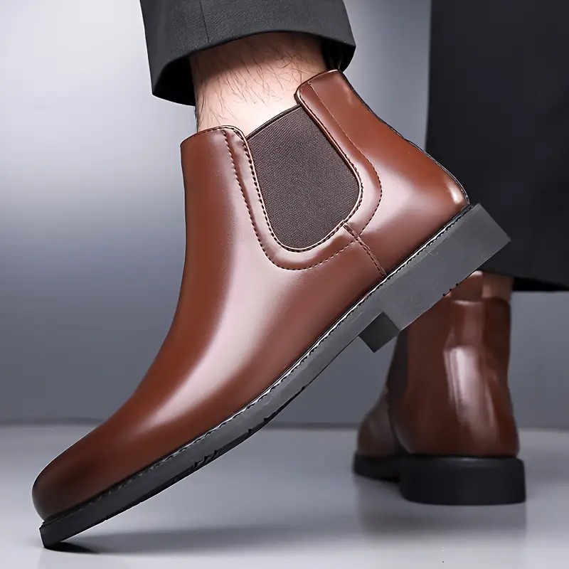 Latest Trendy Men’s Brown Chelsea Boots | Premium Faux Leather Ankle Boots | Comfortable Slip-On Footwear for Men's & Boys Size 6 - Image 4