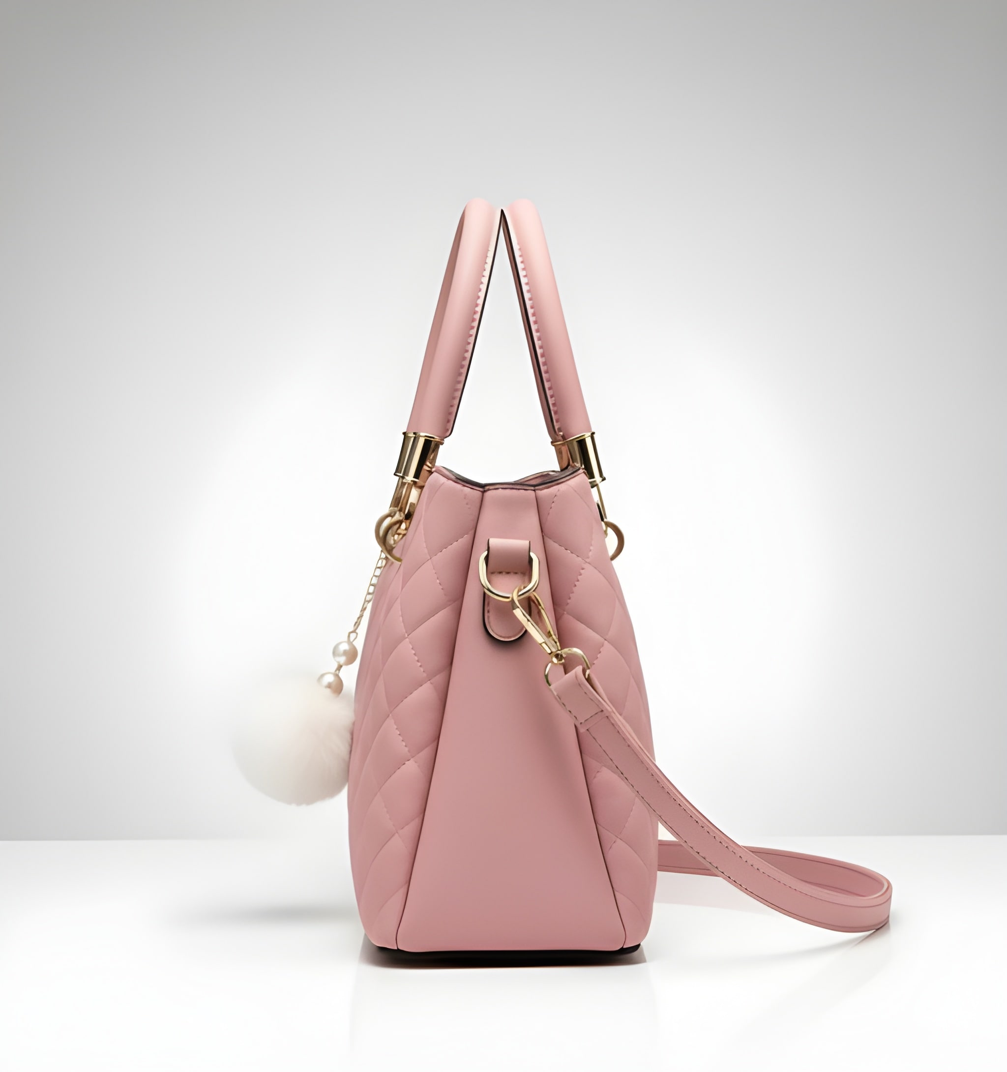 Premium Quality Women’s Stylish Handbag | Elegant PU Leather Shoulder & Tote Bag for Ladies | Spacious Multi-Compartment Design with Golden Hardware & Fur Ball Charm | Perfect for Office, Daily Use, Travel & Parties - Image 3