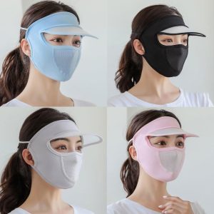 New Thin Summer Sunscreen Face Shield with Hat Brim and Ice Silk Material for Women | UV Protection Mask for Face and Mouth