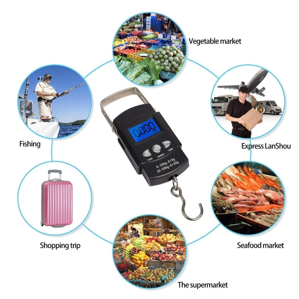 Electronic Portable Hook Weighing Machine Digital Hanging Luggage Scale | 50 kg Stainless Steel Hook Travel & Fishing Weight Scale with Backlit LCD Display | Portable Digital Luggage Scale for Flights, Travel & Home Use - Image 3