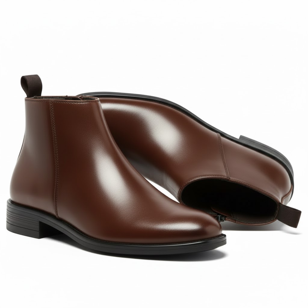 Latest Trendy Men’s Brown Chelsea Boots | Premium Faux Leather Ankle Boots | Comfortable Slip-On Footwear for Men's & Boys Size 6 - Image 3