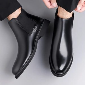 Latest Stylish Men's Black Chelsea Boots | Faux Leather Slip-On Ankle Boots | Comfortable Casual & Formal Footwear for Men & Boys Size 7