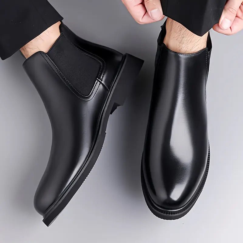 Latest Stylish Men's Black Chelsea Boots | Faux Leather Slip-On Ankle Boots | Comfortable Casual & Formal Footwear for Men & Boys Size 9