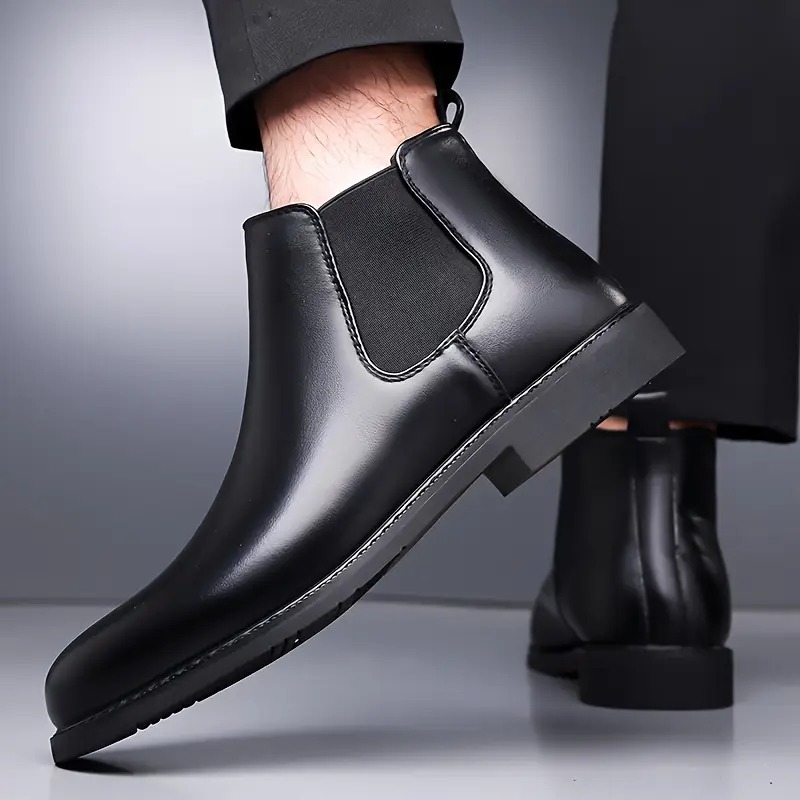 Latest Stylish Men's Black Chelsea Boots | Faux Leather Slip-On Ankle Boots | Comfortable Casual & Formal Footwear for Men & Boys Size 9 - Image 5
