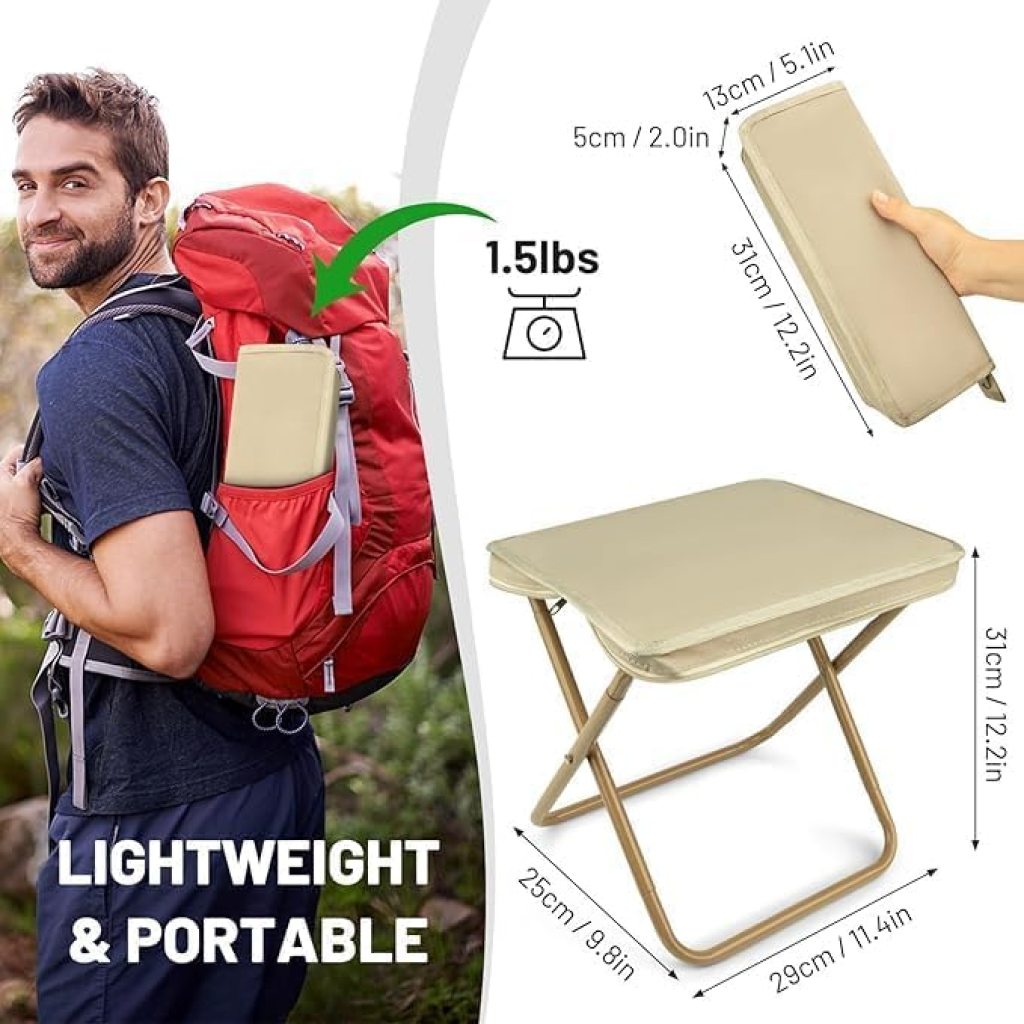 Handbag Folding Stool with Zipper Bag | Lightweight Foldable Camping Chair for Picnic, Travel, Beach, Fishing & Outdoor Use | Portable Stable Folding Stool (Pack of 1) - Image 5