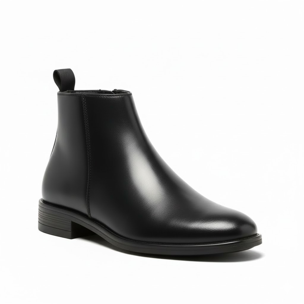 Latest Stylish Men's Black Chelsea Boots | Faux Leather Slip-On Ankle Boots | Comfortable Casual & Formal Footwear for Men & Boys Size 7 - Image 2