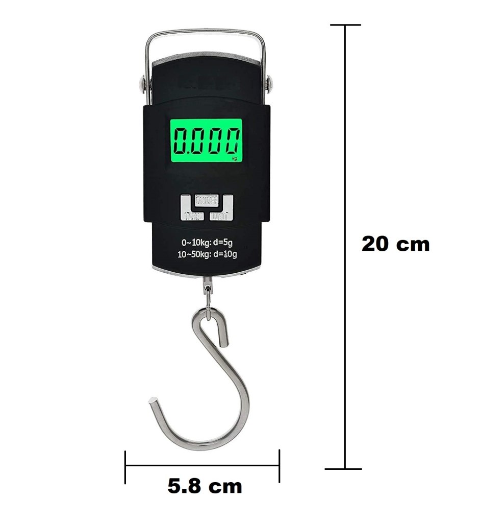 Electronic Portable Hook Weighing Machine Digital Hanging Luggage Scale | 50 kg Stainless Steel Hook Travel & Fishing Weight Scale with Backlit LCD Display | Portable Digital Luggage Scale for Flights, Travel & Home Use - Image 5
