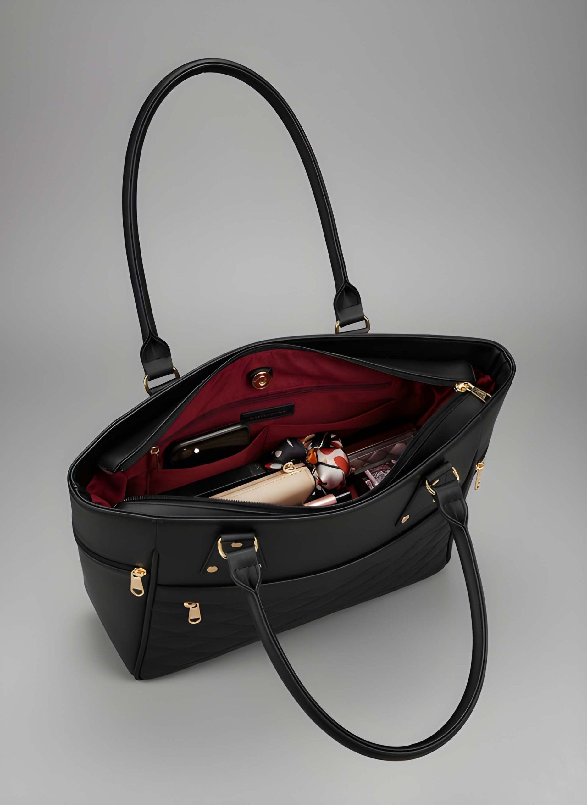 Premium Quality Women’s Stylish Handbag | Elegant PU Leather Shoulder & Tote Bag for Ladies | Spacious Multi-Compartment Design with Golden Hardware & Fur Ball Charm | Perfect for Office, Daily Use, Travel & Parties - Image 2