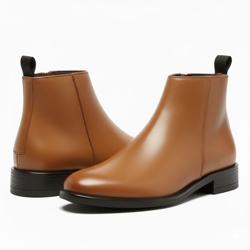 Latest Trendy Men’s Tan Chelsea Boots | Premium Faux Leather Ankle Boots | Comfortable Slip-On Footwear for Men's & Boys Size 10 - Image 2