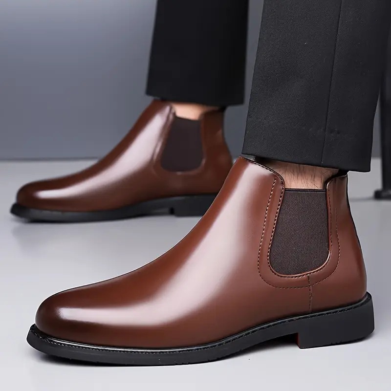 Latest Trendy Men’s Brown Chelsea Boots | Premium Faux Leather Ankle Boots | Comfortable Slip-On Footwear for Men's & Boys Size 6 - Image 3