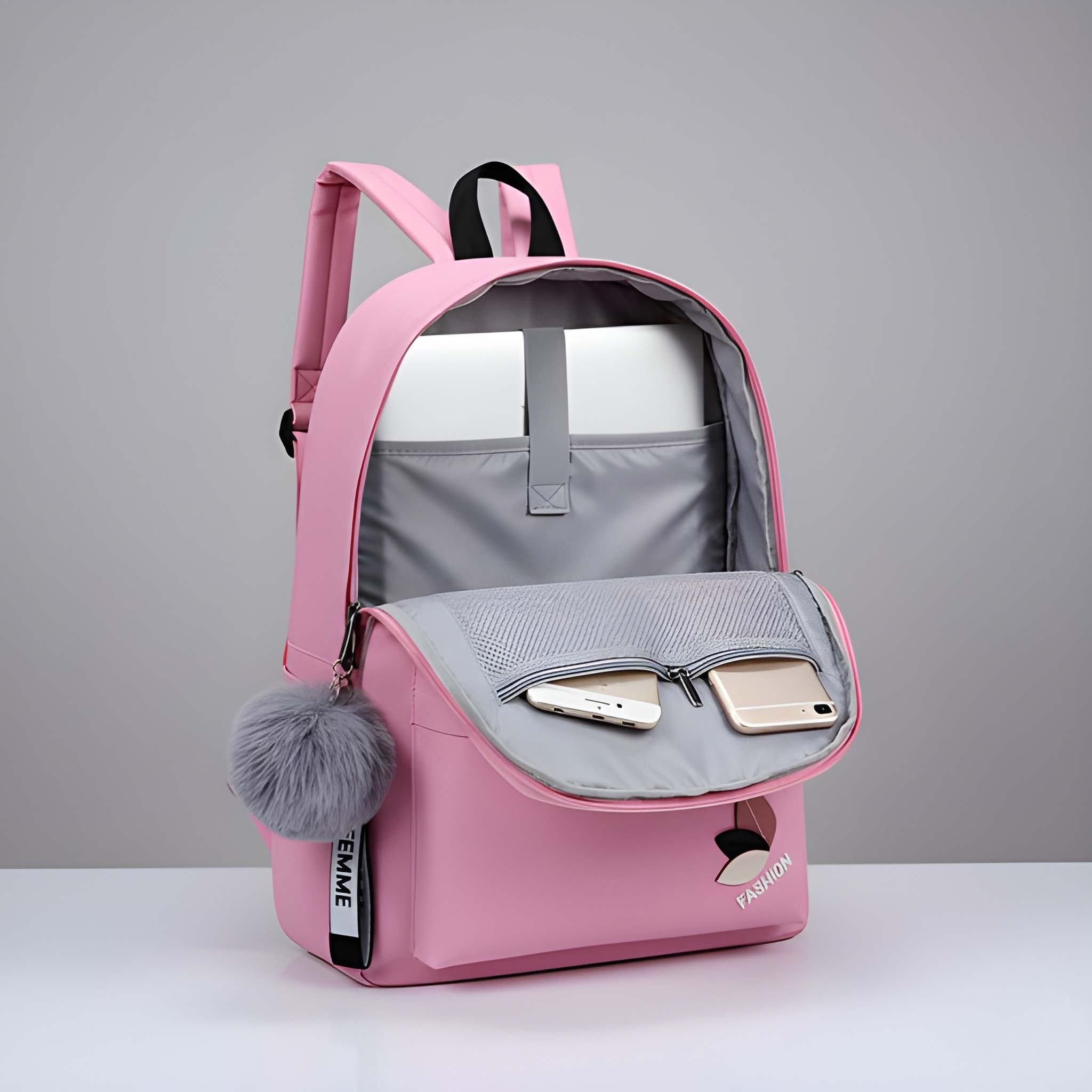 Latest Trendy Women’s Pink Backpack | Lightweight & Durable PU Leather School/College Bag | Adjustable Straps with Dual Handles | Fashionable Solid Pattern Tote with Soft Texture, Front Pocket - Image 5