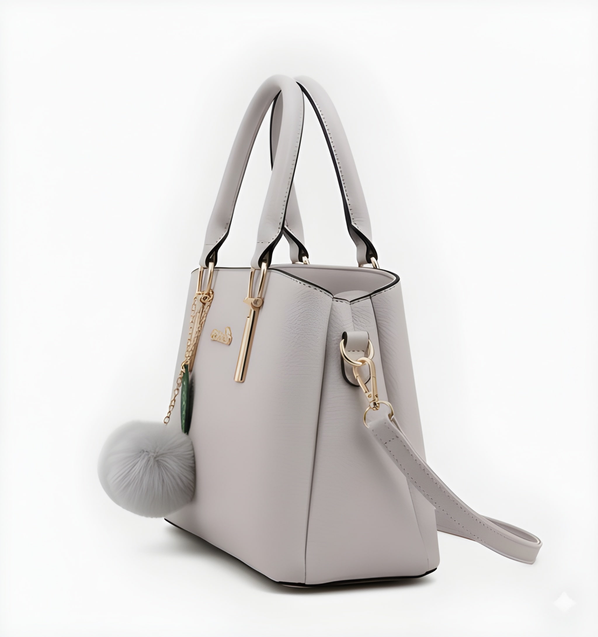 Premium Quality Women’s Stylish Handbag | Elegant PU Leather Shoulder & Tote Bag for Ladies | Spacious Multi-Compartment Design with Golden Hardware & Fur Ball Charm | Perfect for Office, Daily Use, Travel & Parties - Image 3