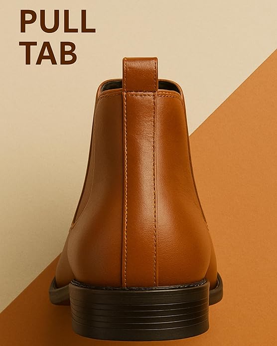 Latest Trendy Men’s Tan Chelsea Boots | Premium Faux Leather Ankle Boots | Comfortable Slip-On Footwear for Men's & Boys Size 8