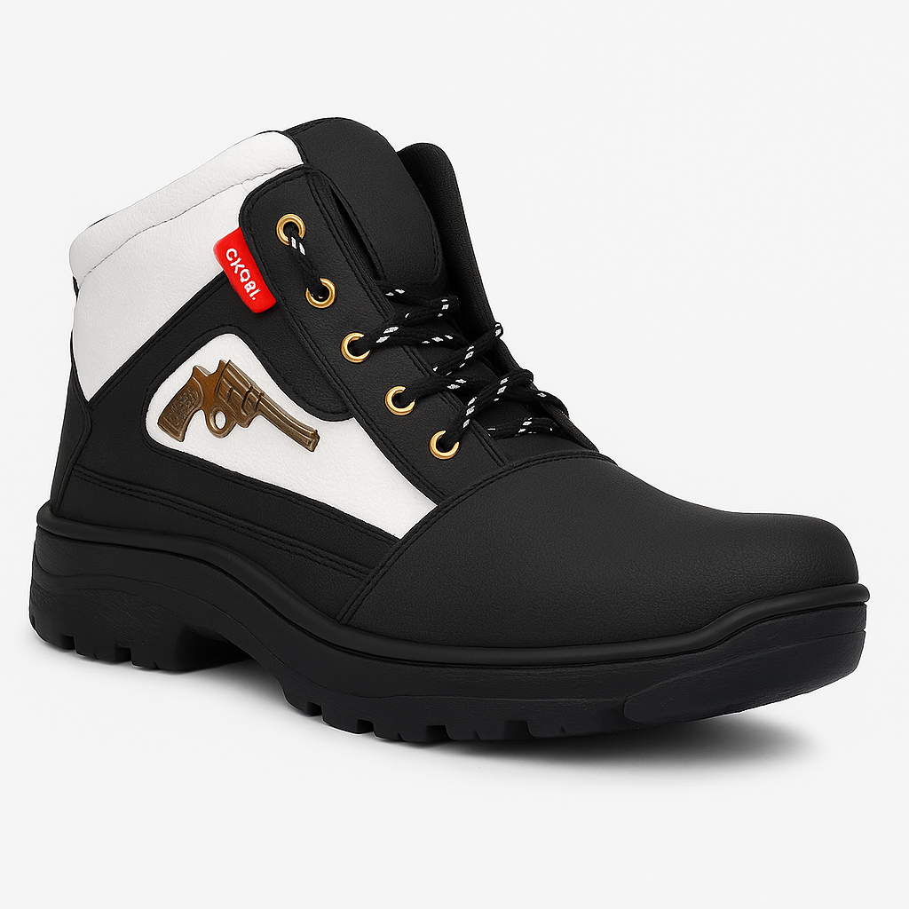 WUGO::Latest Stylish Men’s Black Gun Boots | Premium Faux Leather Ankle Boots | Comfortable Slip-On Footwear for Men's & Boys Size 6 - Image 3