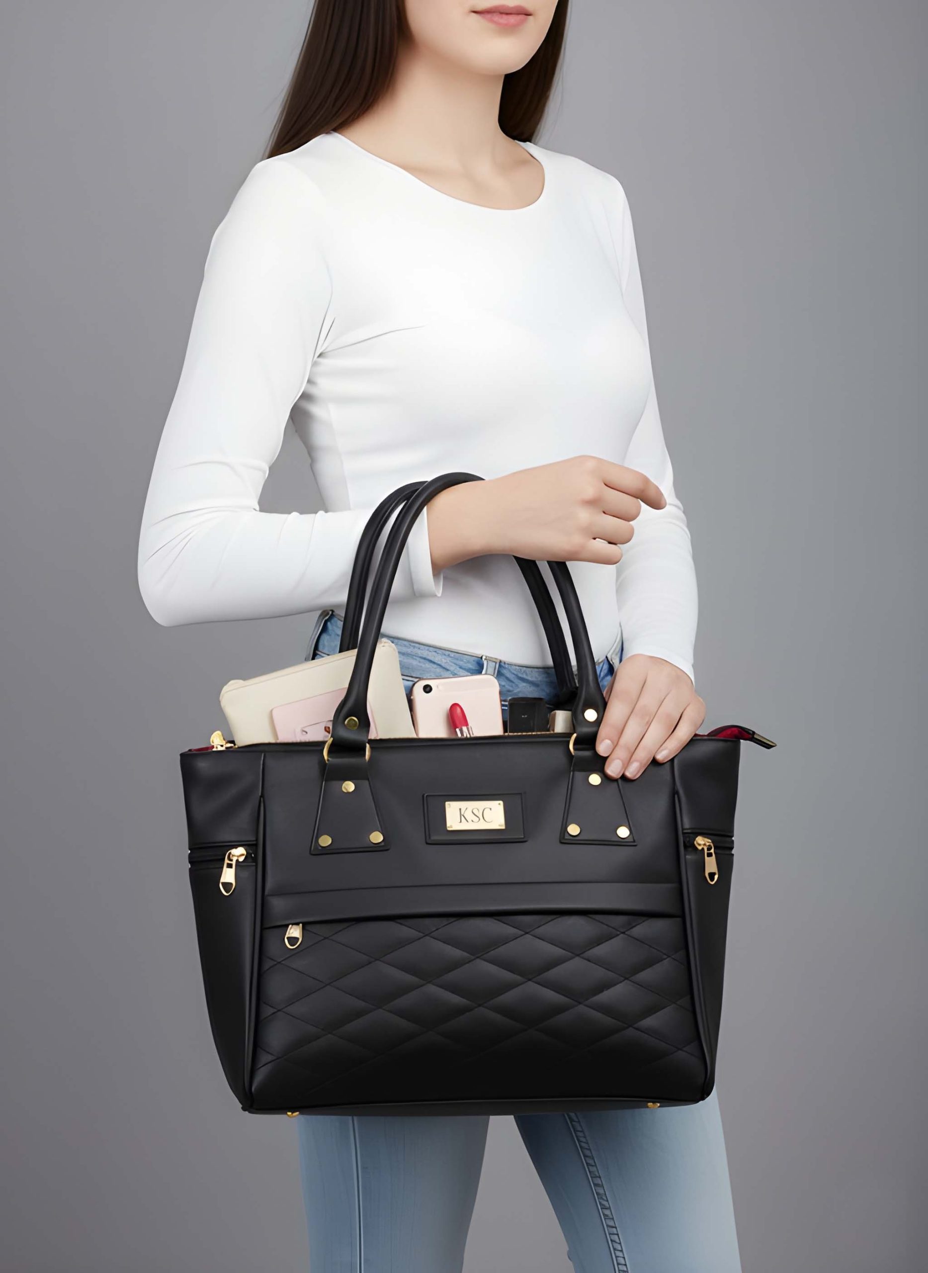 Premium Quality Women’s Stylish Handbag | Elegant PU Leather Shoulder & Tote Bag for Ladies | Spacious Multi-Compartment Design with Golden Hardware & Fur Ball Charm | Perfect for Office, Daily Use, Travel & Parties