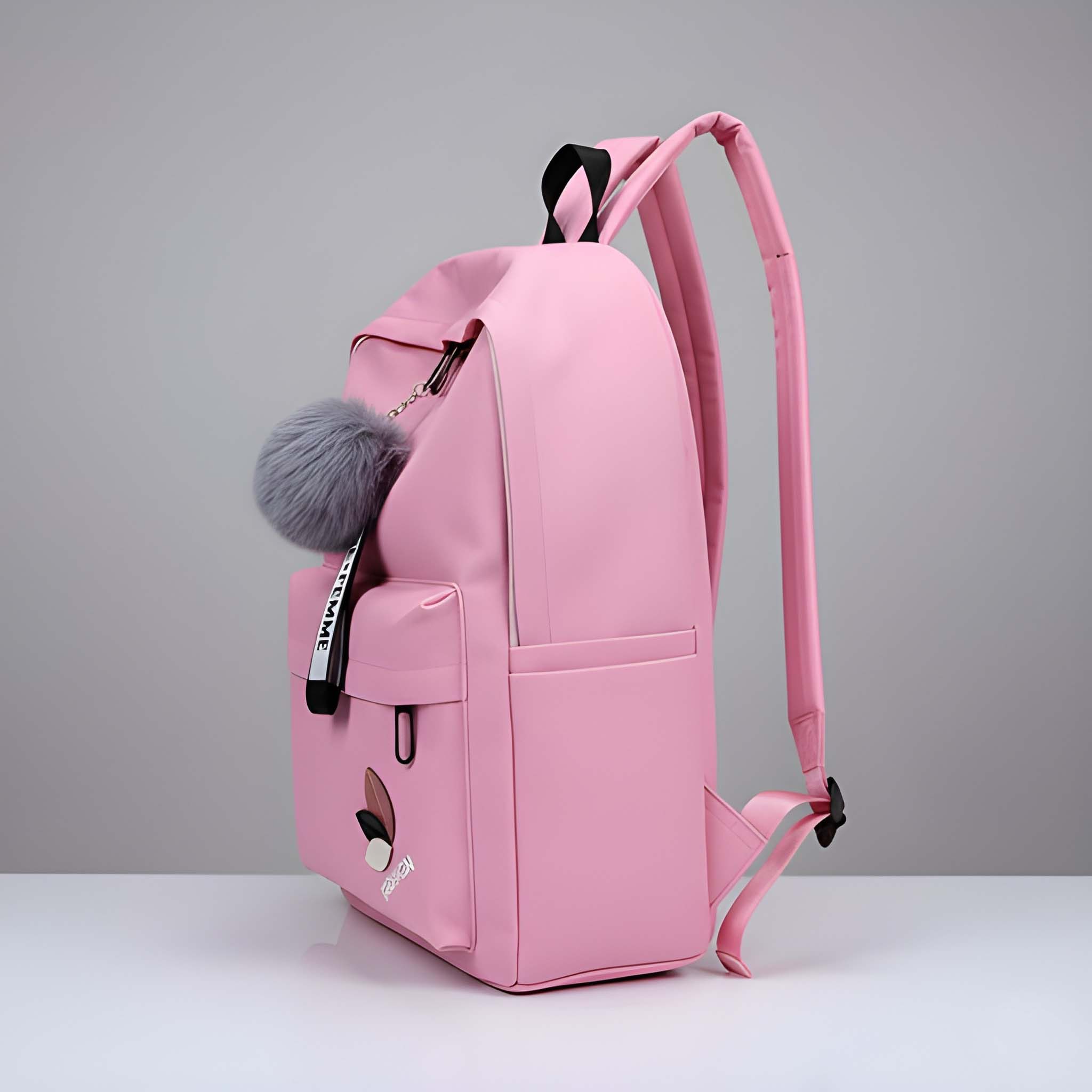 Latest Trendy Women’s Pink Backpack | Lightweight & Durable PU Leather School/College Bag | Adjustable Straps with Dual Handles | Fashionable Solid Pattern Tote with Soft Texture, Front Pocket - Image 3