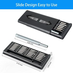 24 in 1 Small Mini Magnetic Precision Screwdriver Bits Set, Eyeglasses, Computer, Electronic, Watch Repair Kit with Phillips and Star Tiny Screw Driver Home Kit (Colour: Black)