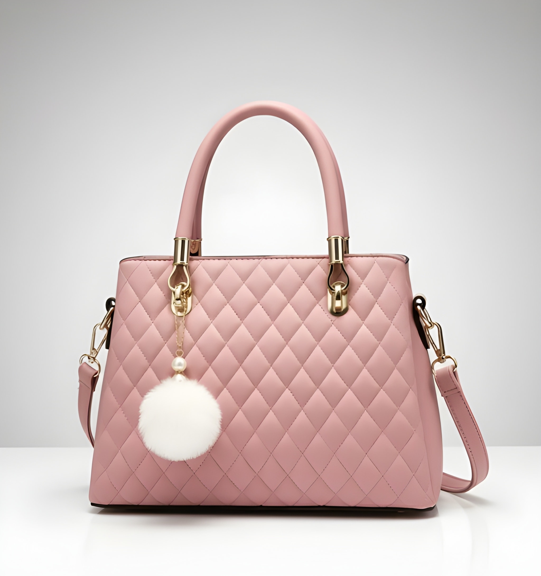 Premium Quality Women’s Stylish Handbag | Elegant PU Leather Shoulder & Tote Bag for Ladies | Spacious Multi-Compartment Design with Golden Hardware & Fur Ball Charm | Perfect for Office, Daily Use, Travel & Parties - Image 4