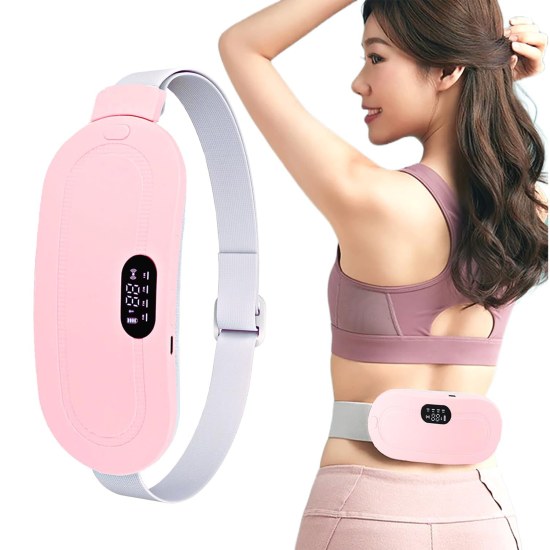 Portable Cordless Heating Pad for Menstrual Cramps Relief | 33-Speed Temperature Adjustment & 4-Speed Massage Modes | Up to 60°C Heating | Back & Belly Pain Relief for Women (Pink)
