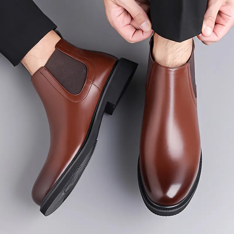 Latest Trendy Men’s Brown Chelsea Boots | Premium Faux Leather Ankle Boots | Comfortable Slip-On Footwear for Men's & Boys Size 6 - Image 5
