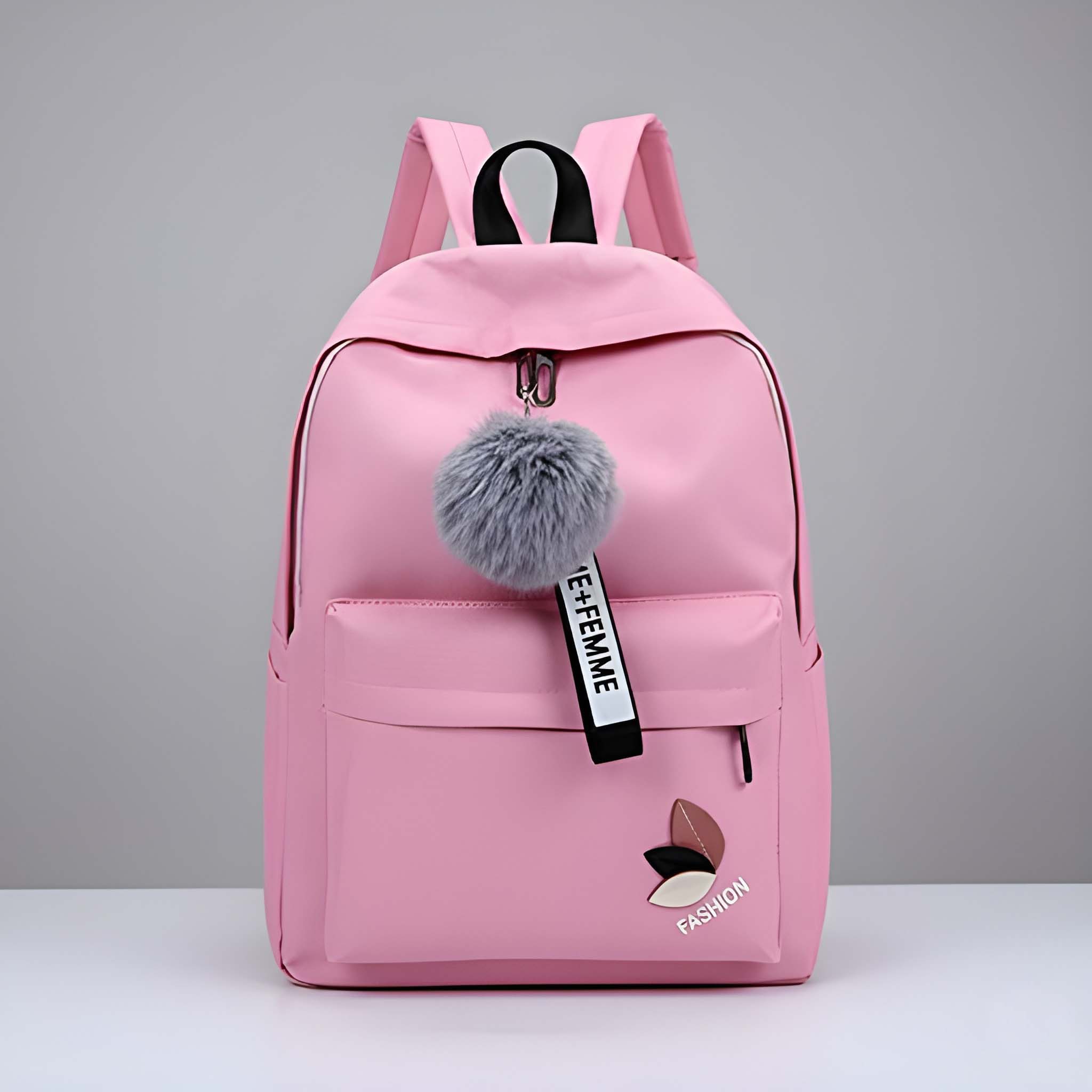 Latest Trendy Women’s Pink Backpack | Lightweight & Durable PU Leather School/College Bag | Adjustable Straps with Dual Handles | Fashionable Solid Pattern Tote with Soft Texture, Front Pocket - Image 2
