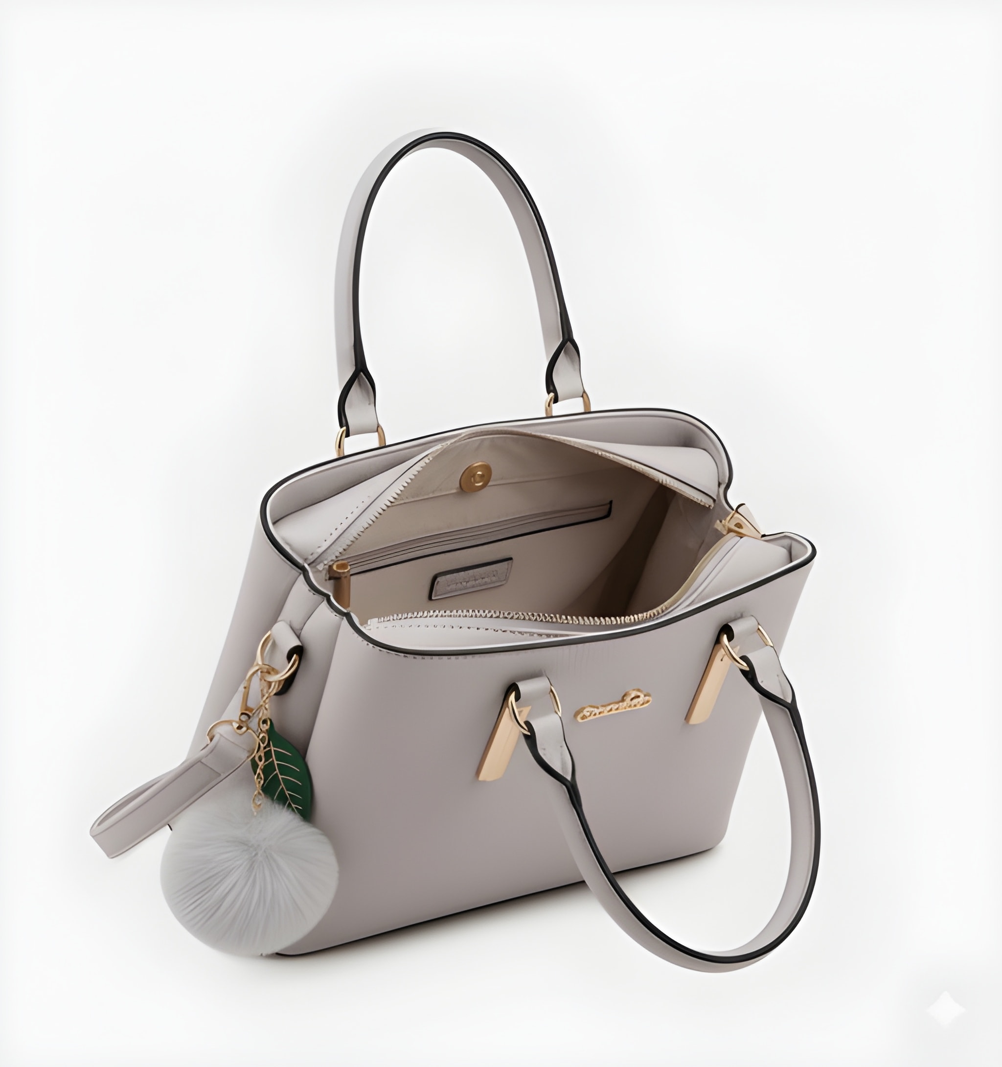 Premium Quality Women’s Stylish Handbag | Elegant PU Leather Shoulder & Tote Bag for Ladies | Spacious Multi-Compartment Design with Golden Hardware & Fur Ball Charm | Perfect for Office, Daily Use, Travel & Parties - Image 5