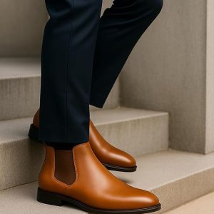 Latest Trendy Men’s Tan Chelsea Boots | Premium Faux Leather Ankle Boots | Comfortable Slip-On Footwear for Men's & Boys Size 6