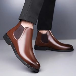 Latest Trendy Men’s Brown Chelsea Boots | Premium Faux Leather Ankle Boots | Comfortable Slip-On Footwear for Men's & Boys Size 8