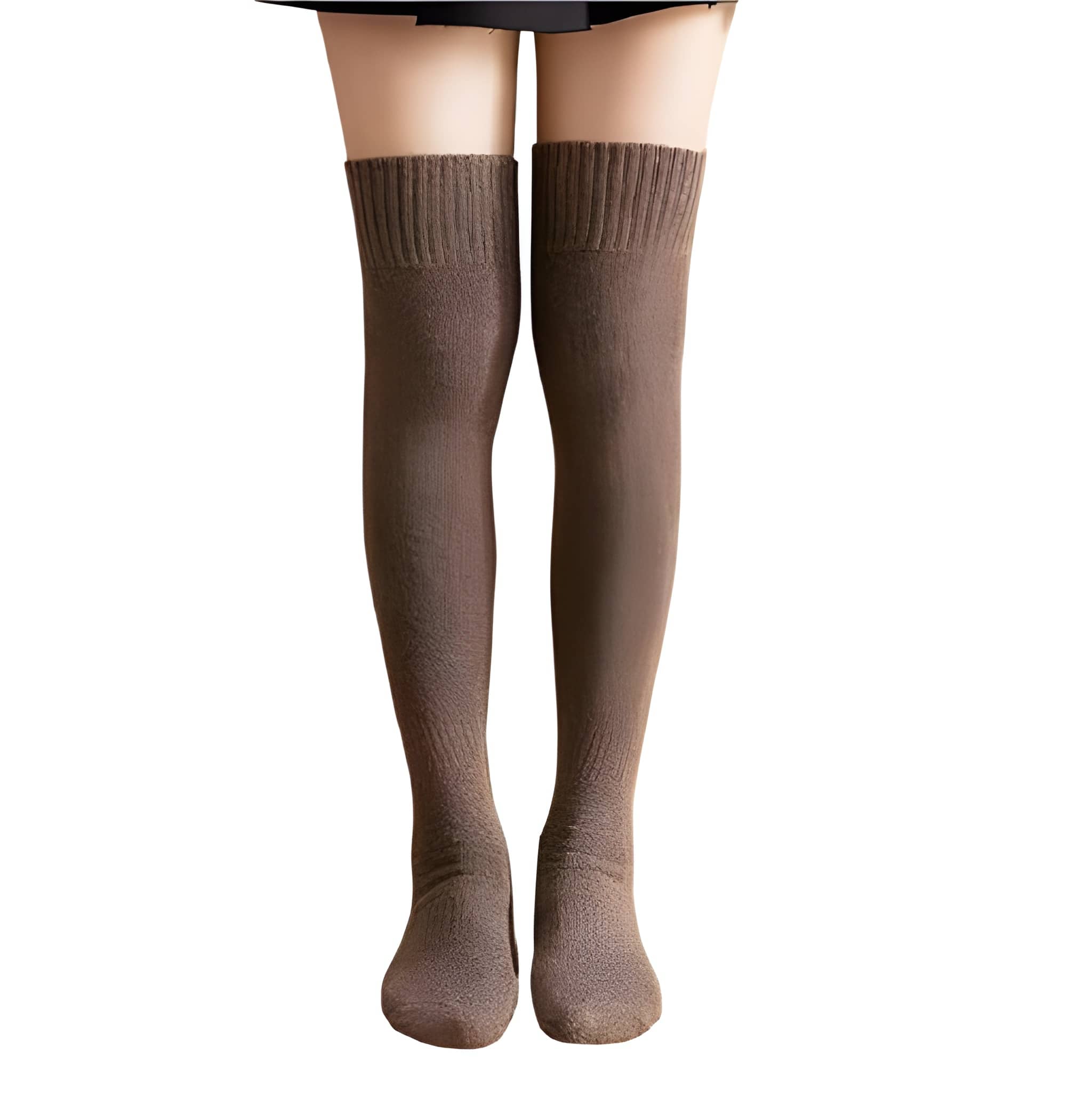 Wool Warm Thigh High Socks for Women | Knitted Thick Thermal Woolen Knee Length Socks | Over the Knee Long Socks, Boot Cuffs & Leg Warmers | Winter Wear Stockings for Girls (Free Size – 1 Pair) - Image 3
