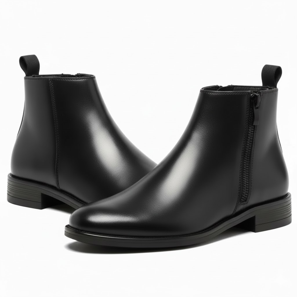Latest Stylish Men's Black Chelsea Boots | Faux Leather Slip-On Ankle Boots | Comfortable Casual & Formal Footwear for Men & Boys Size 9 - Image 4