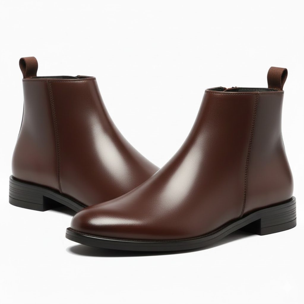 Latest Trendy Men’s Brown Chelsea Boots | Premium Faux Leather Ankle Boots | Comfortable Slip-On Footwear for Men's & Boys Size 6 - Image 3