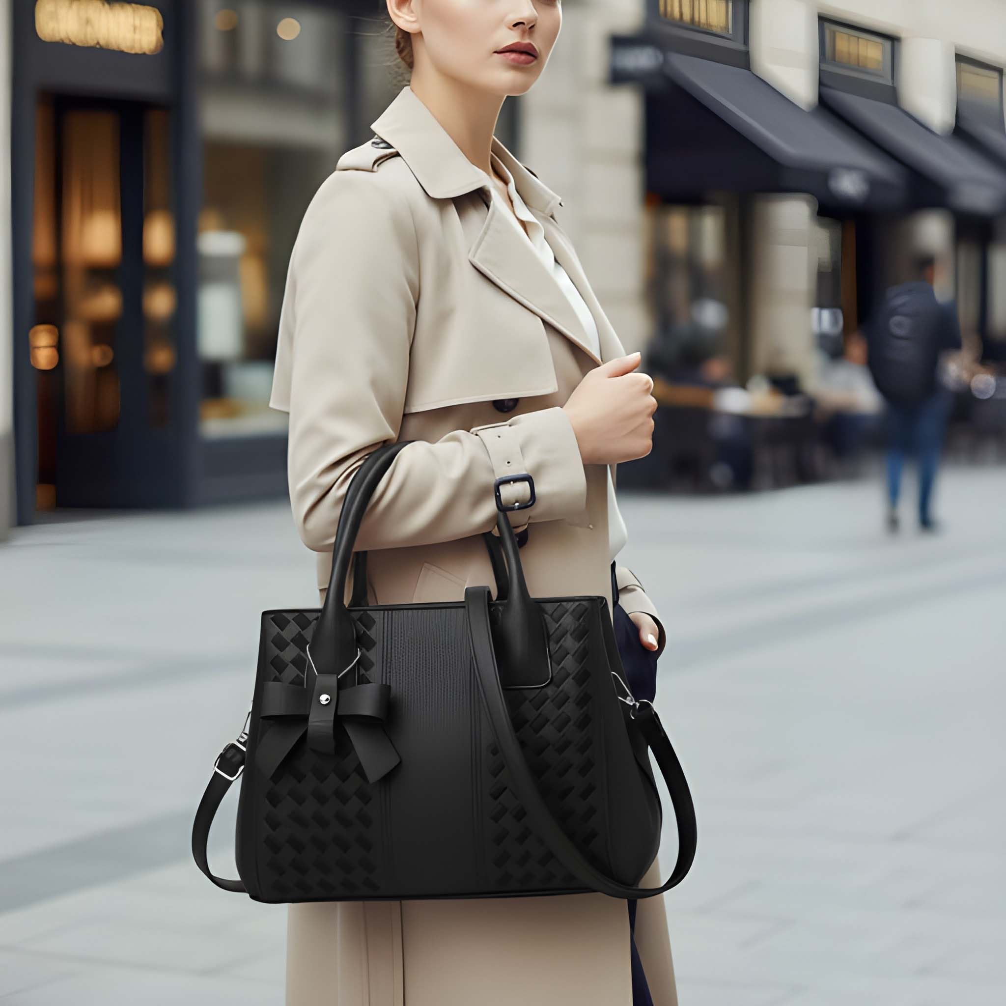 Premium Quality Women’s Stylish Handbag | Elegant PU Leather Shoulder & Tote Bag for Ladies | Spacious Multi-Compartment Design with Golden Hardware & Fur Ball Charm | Perfect for Office, Daily Use, Travel & Parties
