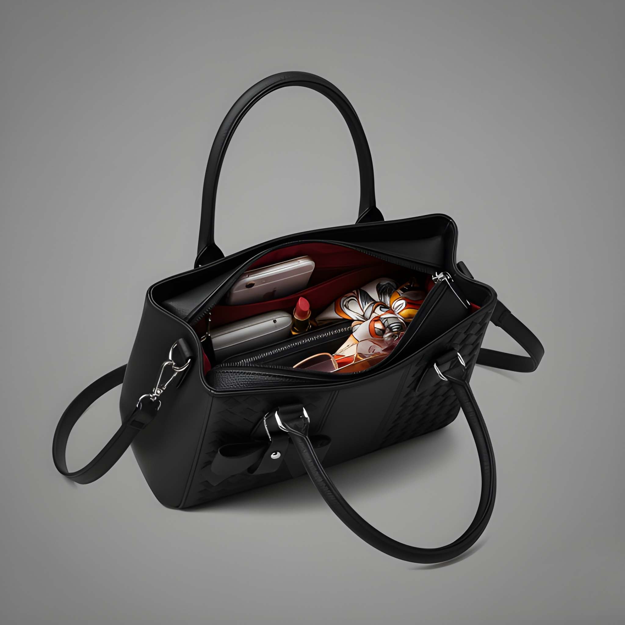 Premium Quality Women’s Stylish Handbag | Elegant PU Leather Shoulder & Tote Bag for Ladies | Spacious Multi-Compartment Design with Golden Hardware & Fur Ball Charm | Perfect for Office, Daily Use, Travel & Parties - Image 4