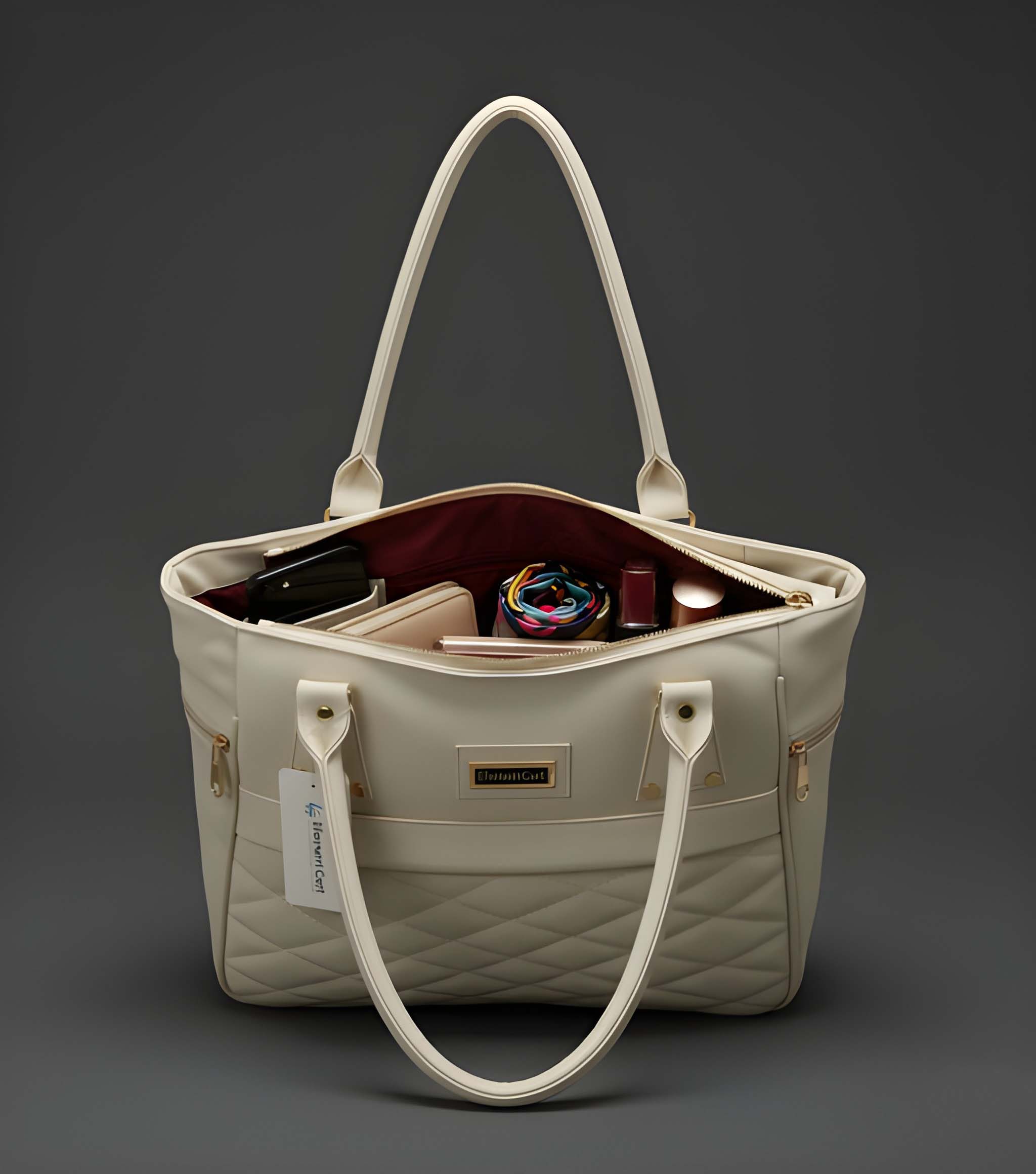 Premium Quality Women’s Stylish Handbag | Elegant PU Leather Shoulder & Tote Bag for Ladies | Spacious Multi-Compartment Design with Golden Hardware & Fur Ball Charm | Perfect for Office, Daily Use, Travel & Parties - Image 4