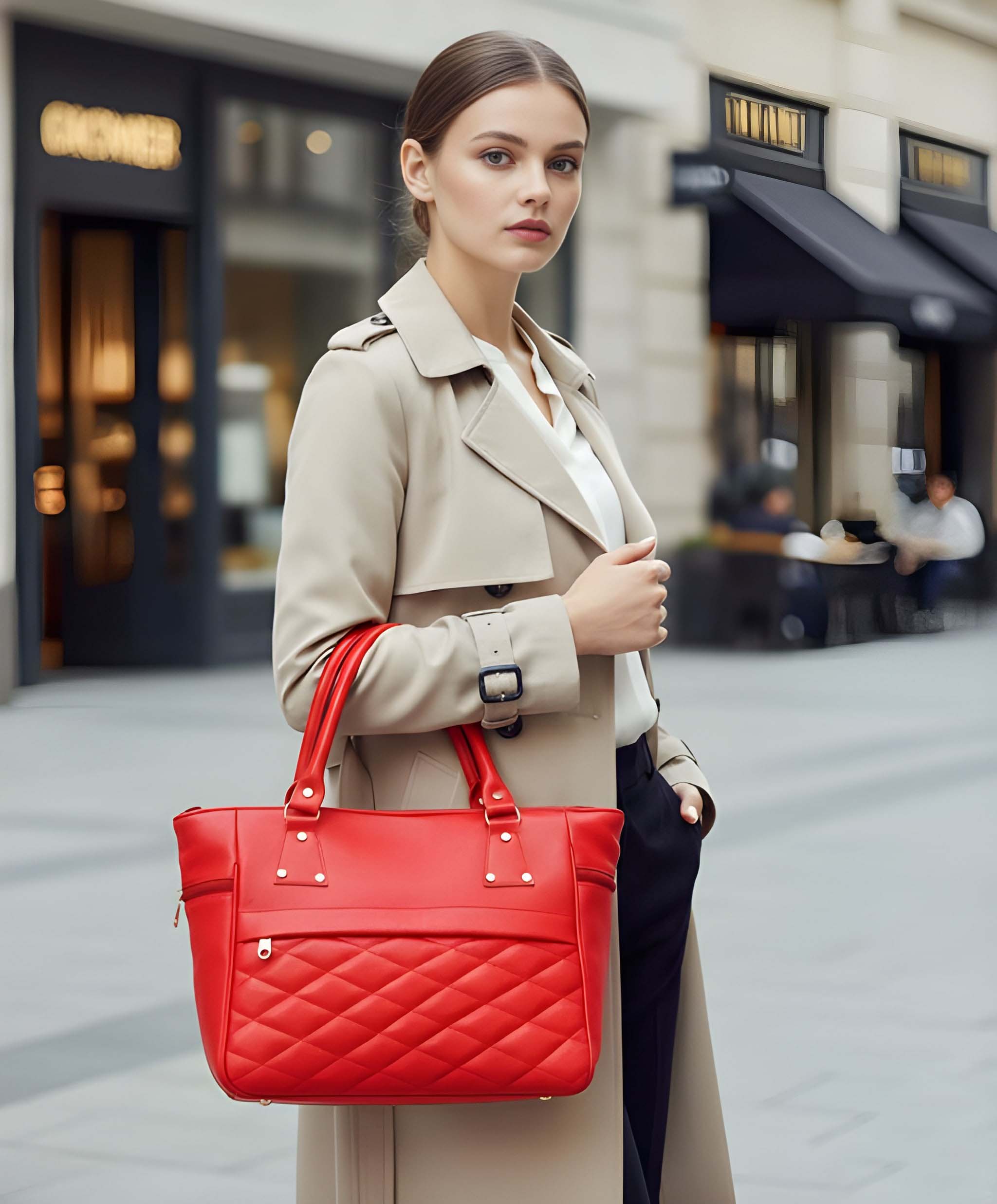 Premium Quality Women’s Stylish Handbag | Elegant PU Leather Shoulder & Tote Bag for Ladies | Spacious Multi-Compartment Design with Golden Hardware & Fur Ball Charm | Perfect for Office, Daily Use, Travel & Parties - Image 2