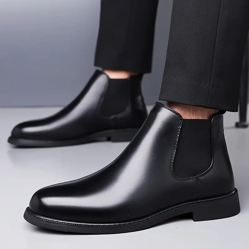 Latest Stylish Men's Black Chelsea Boots | Faux Leather Slip-On Ankle Boots | Comfortable Casual & Formal Footwear for Men & Boys Size 9 - Image 3