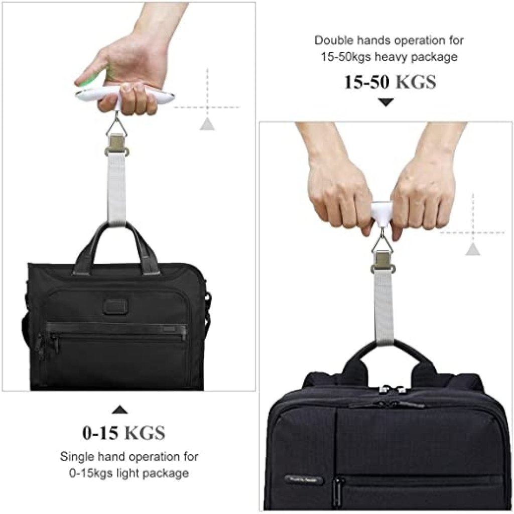 Electronic Portable Hook Weighing Machine Digital Hanging Luggage Scale | 50 kg Stainless Steel Hook Travel & Fishing Weight Scale with Backlit LCD Display | Portable Digital Luggage Scale for Flights, Travel & Home Use