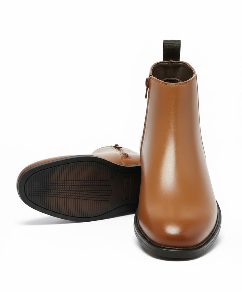 Latest Trendy Men’s Tan Chelsea Boots | Premium Faux Leather Ankle Boots | Comfortable Slip-On Footwear for Men's & Boys Size 6