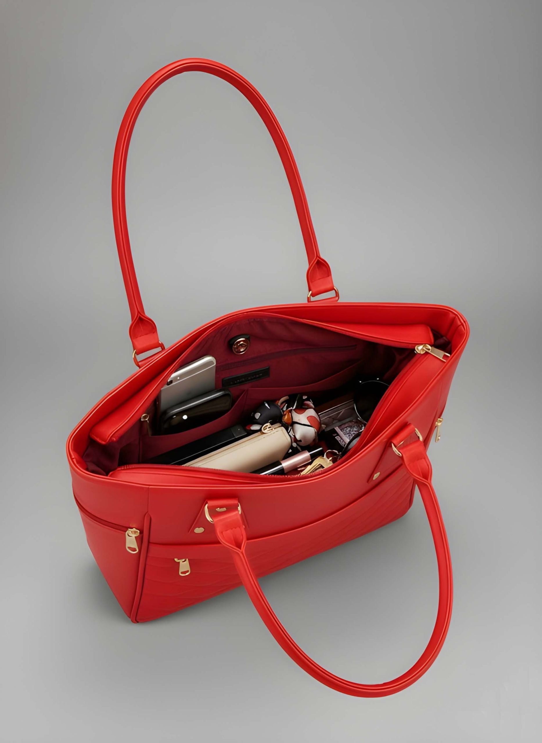 Premium Quality Women’s Stylish Handbag | Elegant PU Leather Shoulder & Tote Bag for Ladies | Spacious Multi-Compartment Design with Golden Hardware & Fur Ball Charm | Perfect for Office, Daily Use, Travel & Parties - Image 4