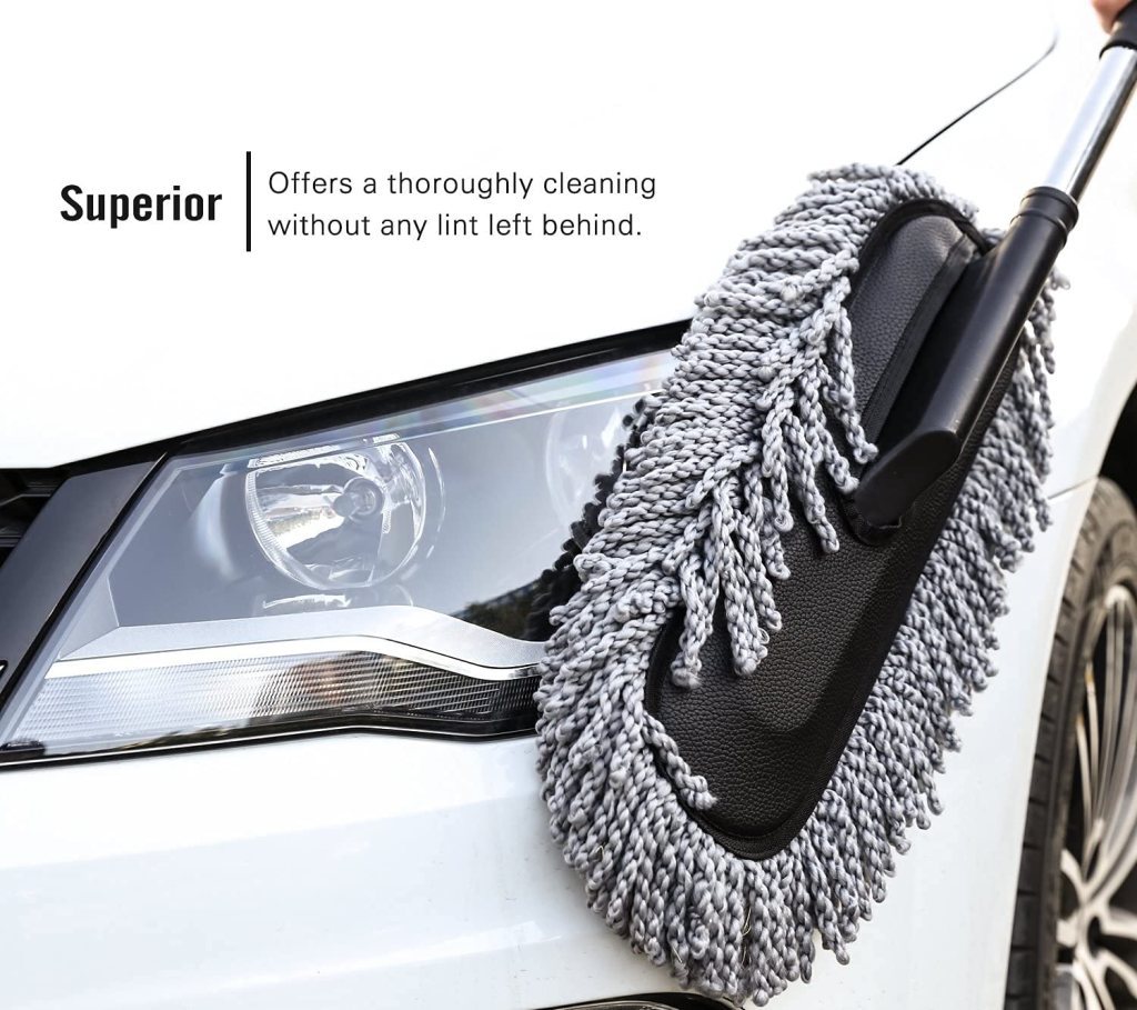 Microfiber Car Cleaning Brush – Multipurpose Mop Duster with Expandable Handle, Long-Handled Car Wash Brush for Home, Kitchen, Office – Blue - Image 2