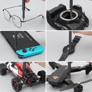 24-in-1 Mini Magnetic Precision Screwdriver Bits Set – Eyeglasses, Computer, Electronics, Watch Repair Kit with Phillips and Star Bits (Color: Black)