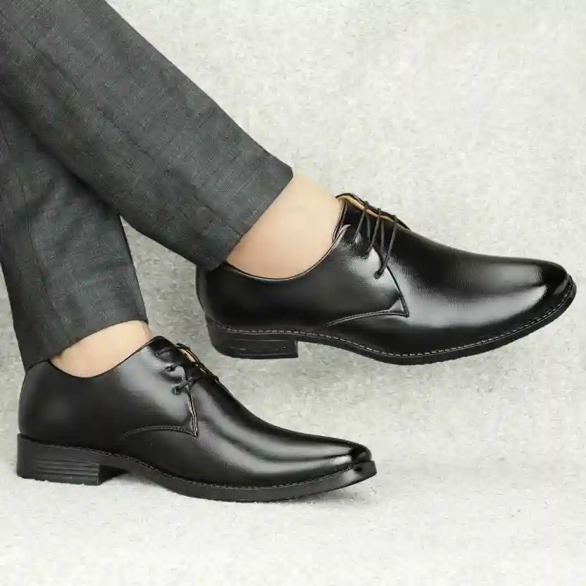 Latest Trendy Men Formal Shoes |Black Derby Shoes| Office Shoes For Men's & Boys - Black- Size 7 - Image 4