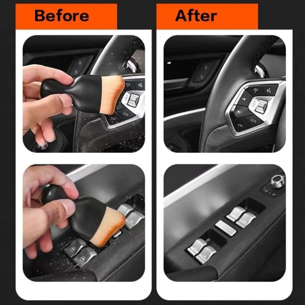 Multi-Use Sunscreen Facial Cream & Makeup Brush | Liquid & Cream Blending | Car Interior AC Vent Cleaner & Dashboard Dusting Mini Brush - Image 2