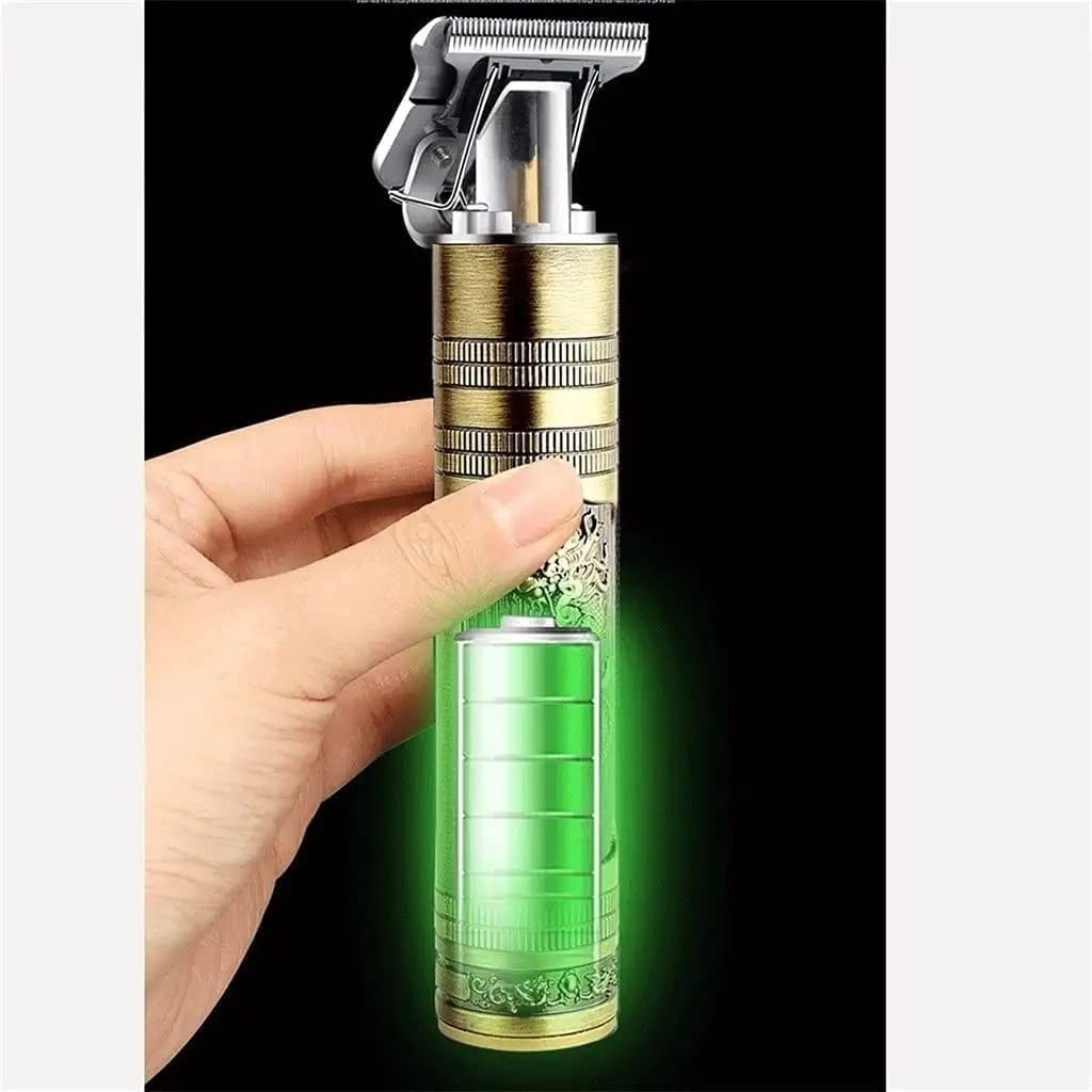 Professional Buddha Style Hair Trimmer for Men | Retro Close-Cut Clipper | Rechargeable Cordless Beard & Hair Shaver with Adjustable Blades (Golden) - Image 2