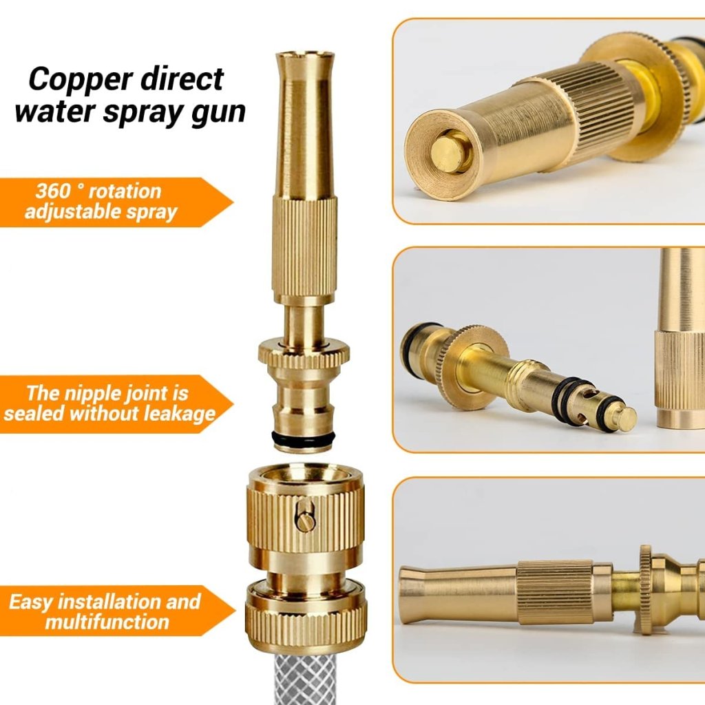 Brass Nozzle Water Spray Gun – High Pressure Hose Jet Spray Gun for 1/2" Hose Pipe, Ideal for Gardening, Car Wash, Window Cleaning, and Outdoor Use - Image 2