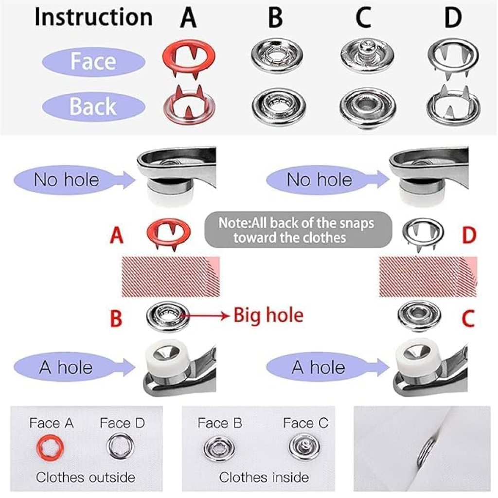 Premium Snap 2 Type Silver Button Kit – Thickened Snap Fasteners with Hand Pressure Pliers for DIY Sewing, Clothing, and Crafting - Image 2