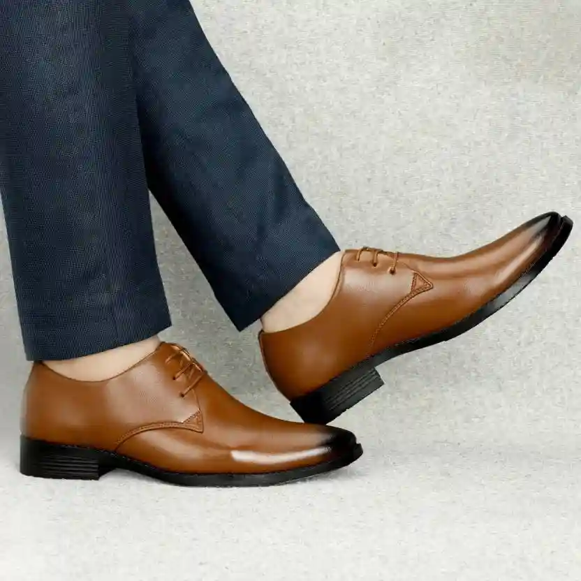 Latest Trendy Men Formal Shoes |Tan Derby Shoes| Office Shoes For Men's & Boys - Tan- Size 9 - Image 2