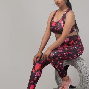 Latest Stylish High Quality Printed Sports Wear Set/Printed Gym Tights and Bra Set/Printed Yoga Wear Set For Women's & Girls -Size S